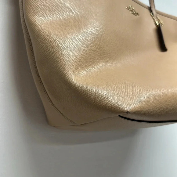 Coach Jetset Large Tote Bag Shoulder Purse Crossgrain Leather Peachy Beige Tan - Picture 10 of 12